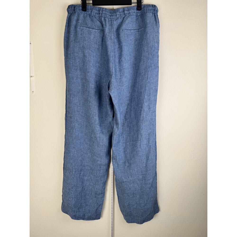 Charter Club 100% Linen Pull On Wide Leg Pants Blue Large - Picture 9 of 13